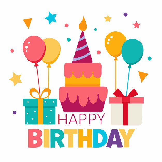 Ilustración vectorial de diseño de tarjetas de felicitación de cumpleaños