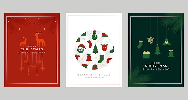 Ilustración vectorial de diseño de tarjetas de navidad y año nuevo de estilo moderno y creativo