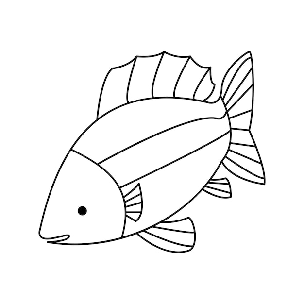 Ilustración vectorial y diseño de tatuaje de dibujos artísticos de una línea continua de peces