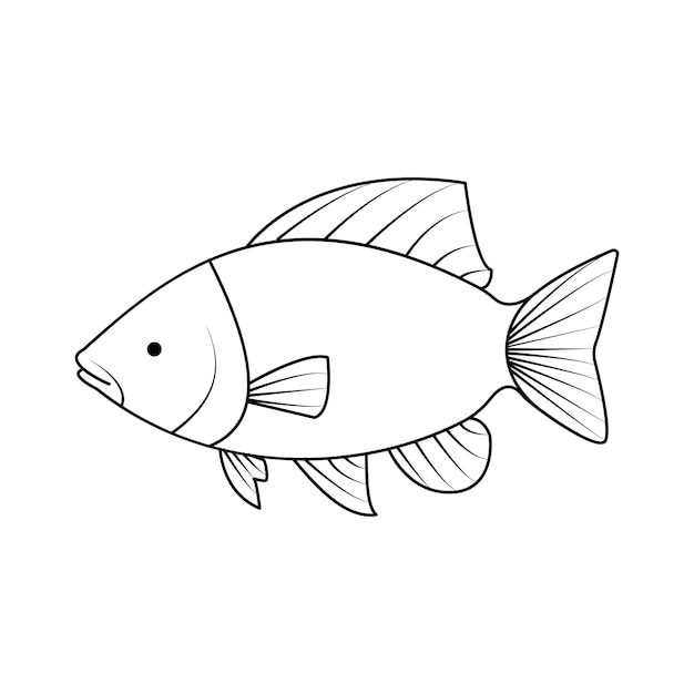 Ilustración vectorial y diseño de tatuaje de dibujos artísticos de una línea continua de peces