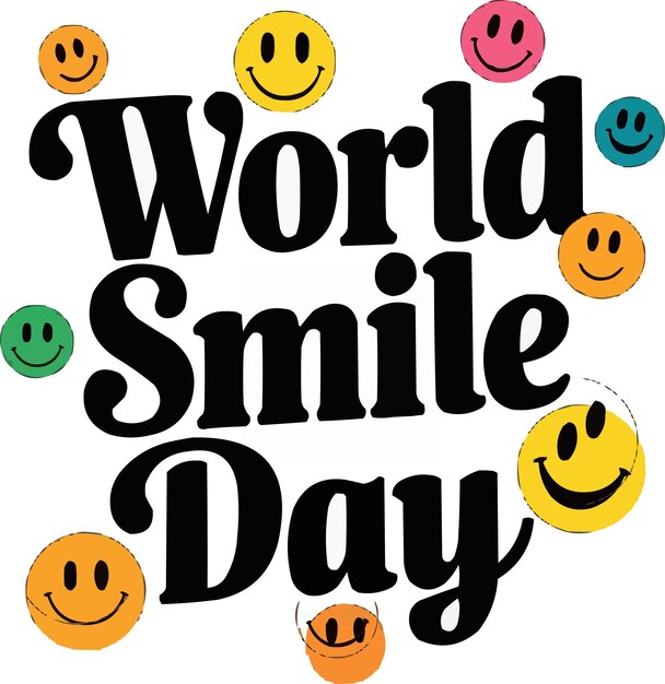 Ilustración vectorial de diseño tipográfico para el Día Mundial de la Sonrisa