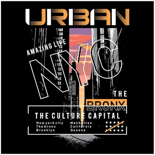 Ilustración vectorial del diseño urbano de camisetas de la ciudad de nueva york