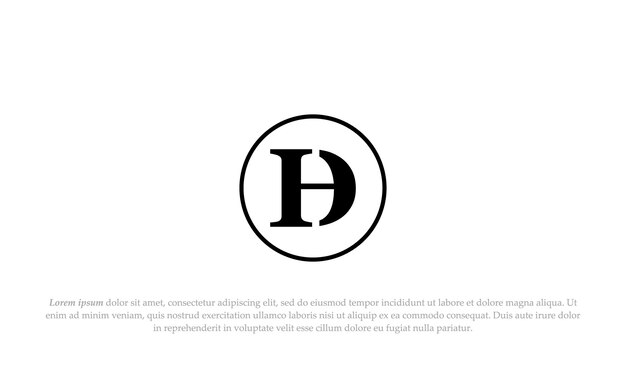 ilustración vectorial diseños gráficos DH monograma logo en forma de círculo san serif simple moderno