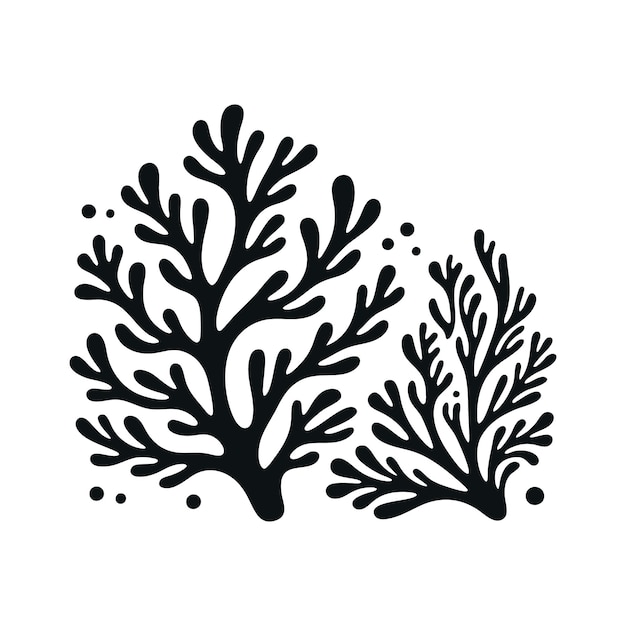 Ilustración vectorial de diversas plantas submarinas y vida marina