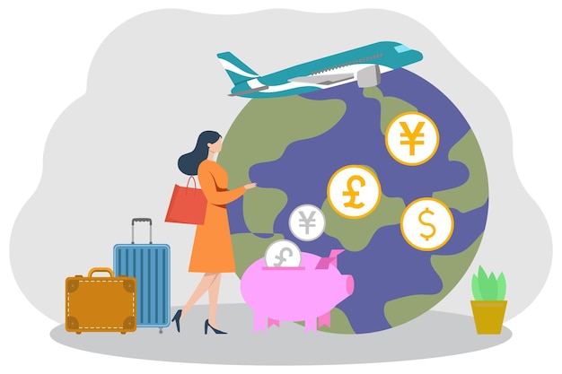 Ilustración vectorial de divisas Puede utilizarse para la inmigración