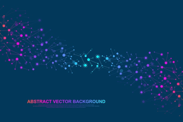 Ilustración vectorial de doble hélice de ADN con antecedentes científicos de las moléculas