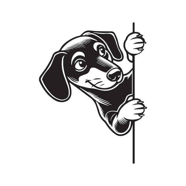 Ilustración vectorial de Dog Clipart en blanco y negro