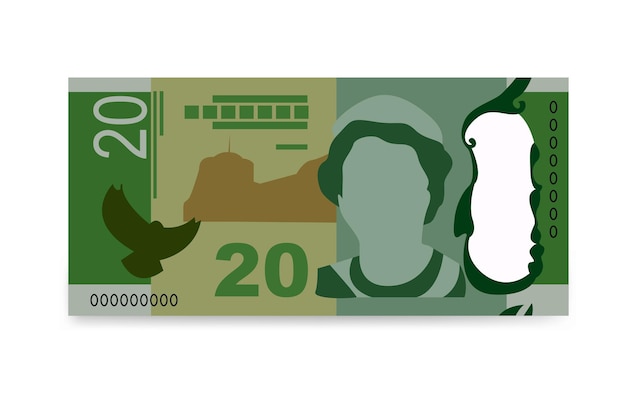 Ilustración vectorial del dólar de nueva zelanda juego de dinero de nueva zelanda paquete de billetes papel moneda 20 nzd