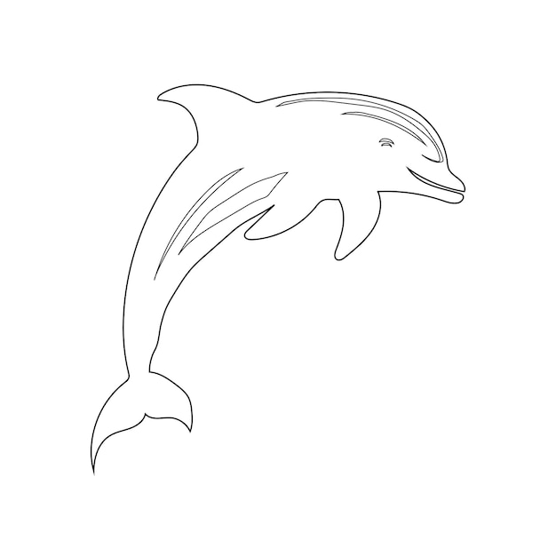 Ilustración vectorial de Dolphin Line Art con fondo blanco