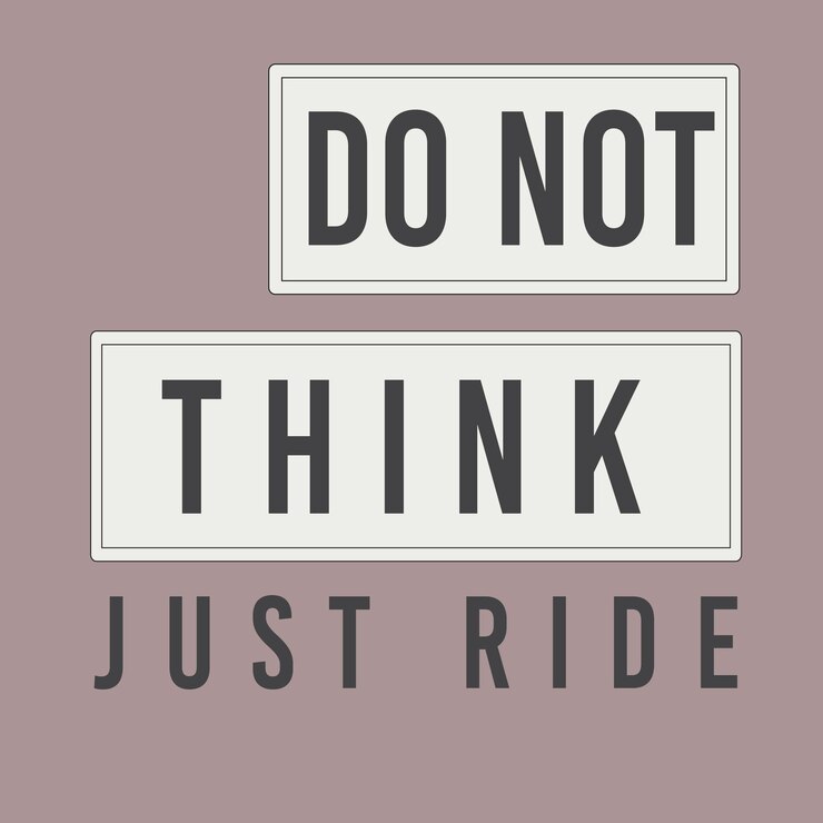 Ilustración vectorial de Don't Think Just Ride letras tipográficas Eslogan de diseño gráfico para camisetas para niños