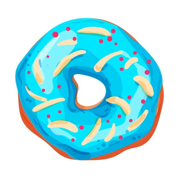 Ilustración vectorial de donut brillante y apetitoso sobre un fondo blanco aislado