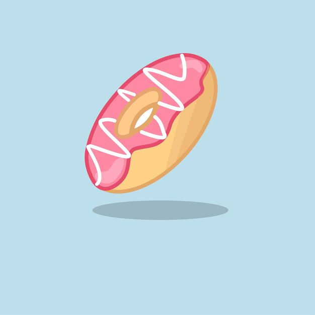 Ilustración vectorial donuts voladores diseño plano