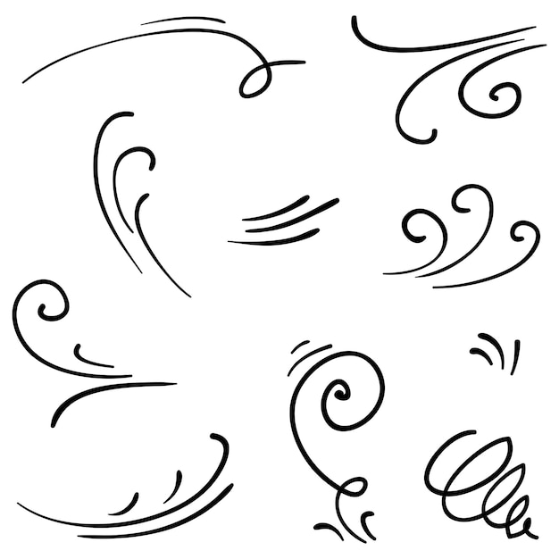 Ilustración vectorial de Doodle de viento estilo dibujado a mano