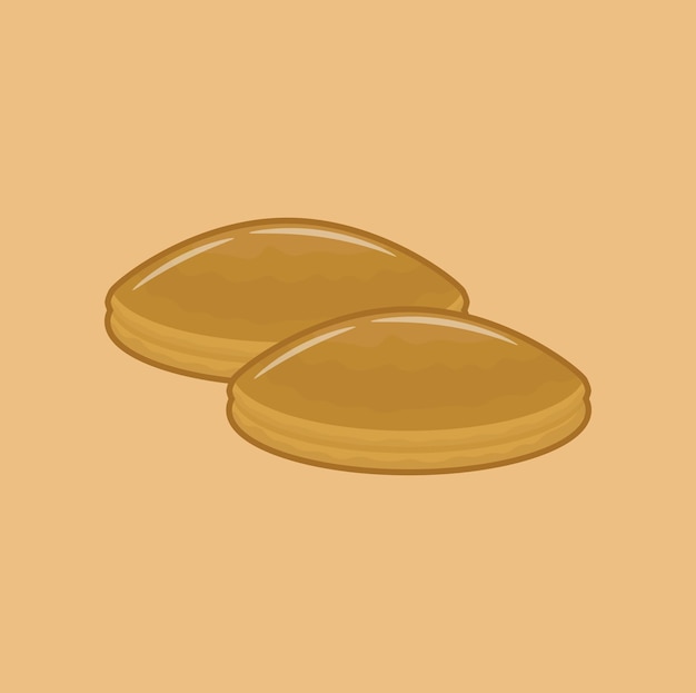 Ilustración vectorial de un dorayaki o pastel de sartén dulce y lindo alimento