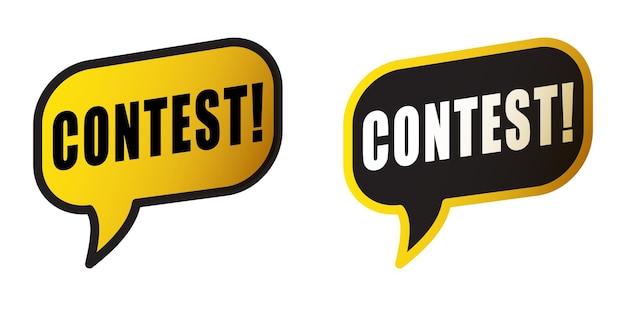 Ilustración vectorial de dos burbujas de habla con texto de concurso en negrita ideal para concursos promocionales o diseños publicitarios