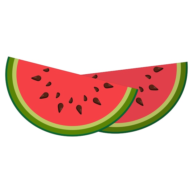 Ilustración vectorial dos jugosas rebanadas de sandía