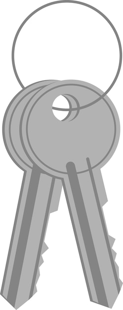 Ilustración vectorial de dos llaves metálicas grises colgando en un anillo