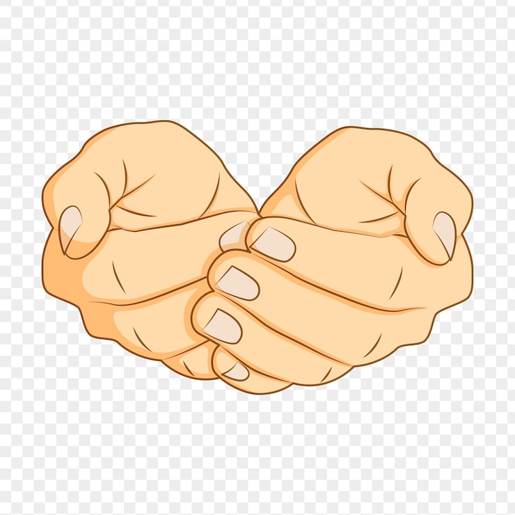 Vector ilustración vectorial de dos personas que se toman de la mano en un fondo transparente