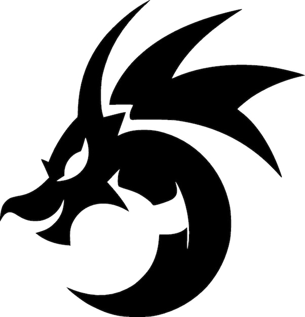 Vector ilustración vectorial de dragón en blanco y negro