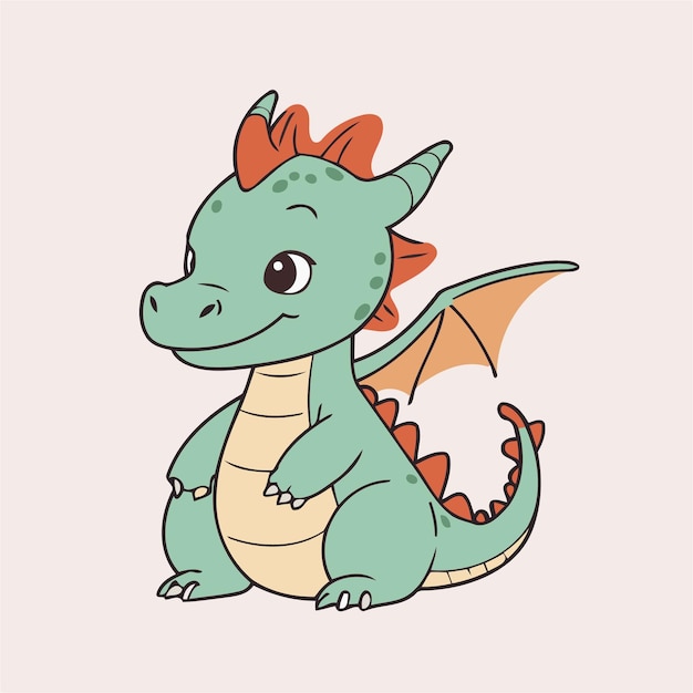 Vector ilustración vectorial de un dragón lindo para libros de cuentos para niños