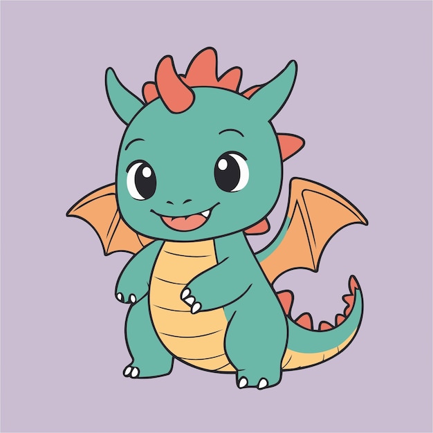Ilustración vectorial de un dragón lindo para niños pequeños