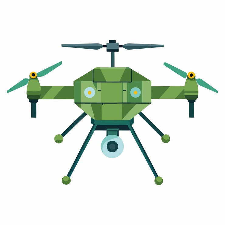 Vector ilustración vectorial de drones militares en un fondo blanco