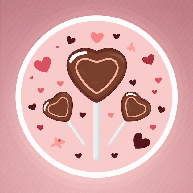 Ilustración vectorial de dulces de chocolate en forma de corazón