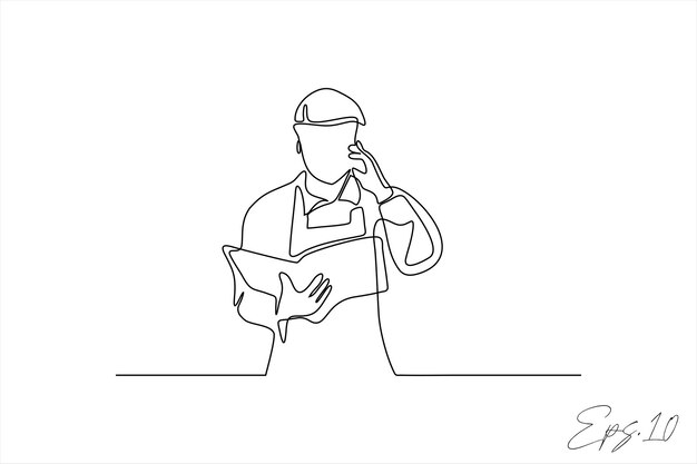 ilustración vectorial edificio capataz línea continua