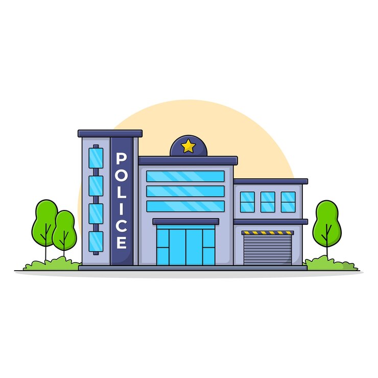 Ilustración vectorial del edificio de la estación de policía Diseño conceptual del servicio del departamento de policía