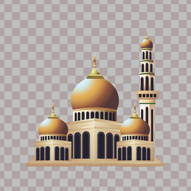 Ilustración vectorial de un edificio de mezquita para necesidades de diseño ornamental con un fondo transparente