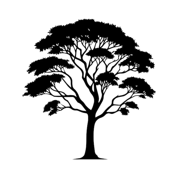 Ilustración vectorial editable de silueta de árbol aislada sobre un fondo blanco