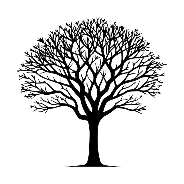Vector ilustración vectorial editable de silueta de árbol aislada sobre un fondo blanco