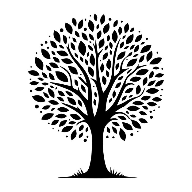 Vector ilustración vectorial editable de silueta de árbol aislada sobre un fondo blanco