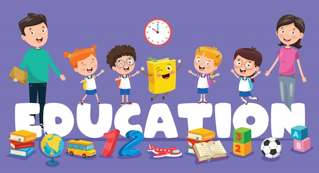 Ilustración vectorial de la educación de los niños