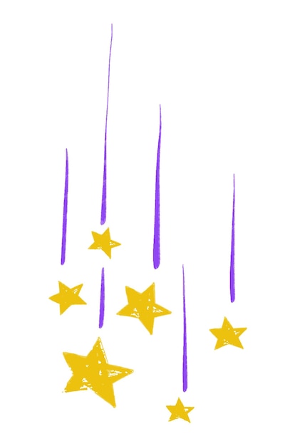 Ilustración vectorial, efecto de contorno de lápiz de estrellas, estrellas dibujadas a mano, garabatos con lápices