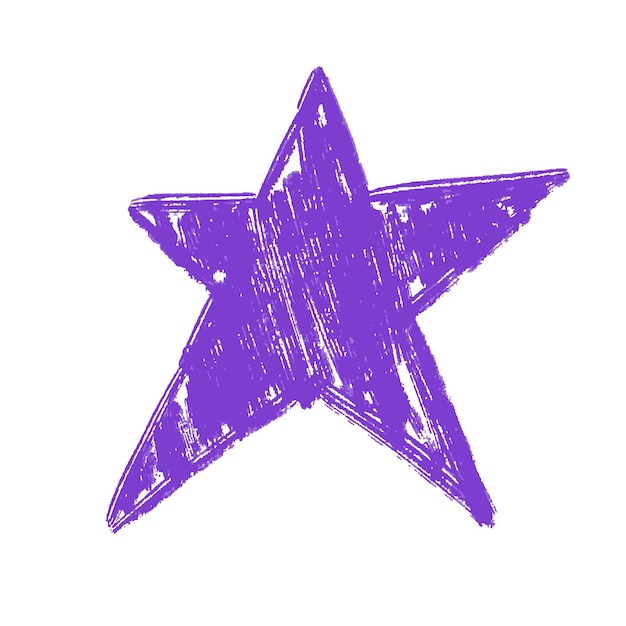 Ilustración vectorial, efecto de contorno de lápiz de estrellas, estrellas dibujadas a mano, garabatos con lápices