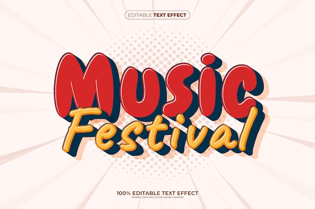 Vector ilustración vectorial de efectos de texto editables para festivales de música