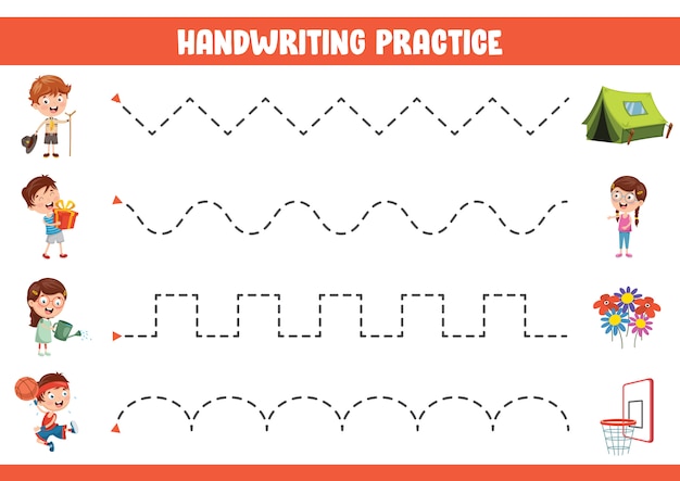 Ilustración vectorial de ejercicio de escritura a mano