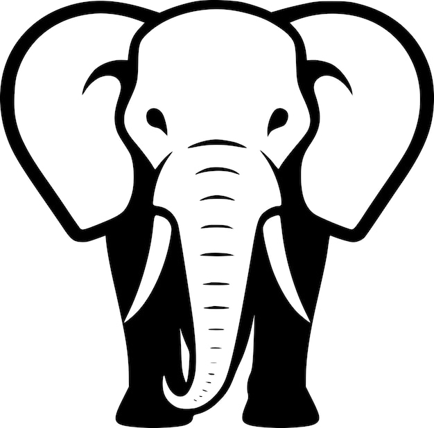 Ilustración vectorial de elefante en blanco y negro