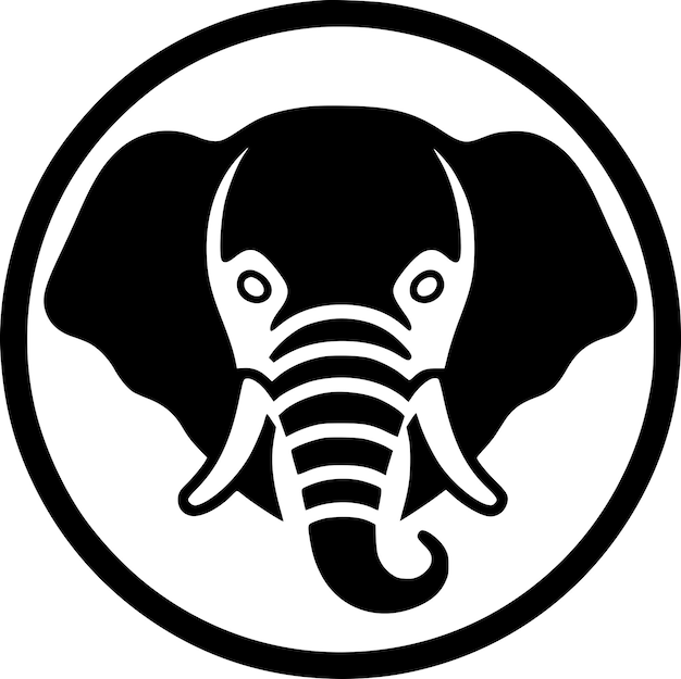 Vector ilustración vectorial de elefante en blanco y negro