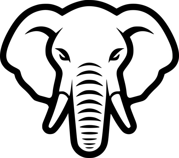 Vector ilustración vectorial de elefante en blanco y negro