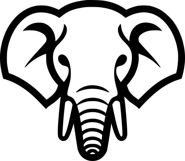 Ilustración vectorial de elefante en blanco y negro