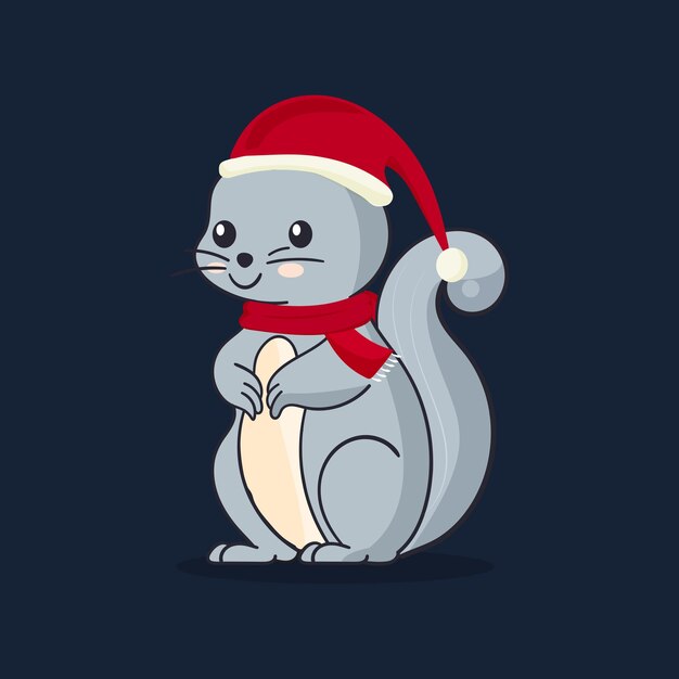Ilustración vectorial de la elegante ardilla con traje navideño