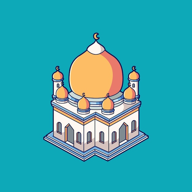 Vector ilustración vectorial elegante diseño de mezquita isométrica