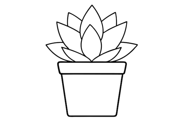 Ilustración vectorial de una elegante planta suculenta en una olla