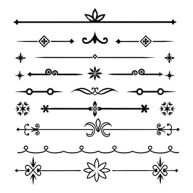 Ilustración vectorial de los elegantes adornos de los divisores