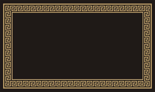 Ilustración vectorial del elemento de borde del marco rectangular dorado de fondo de color negro