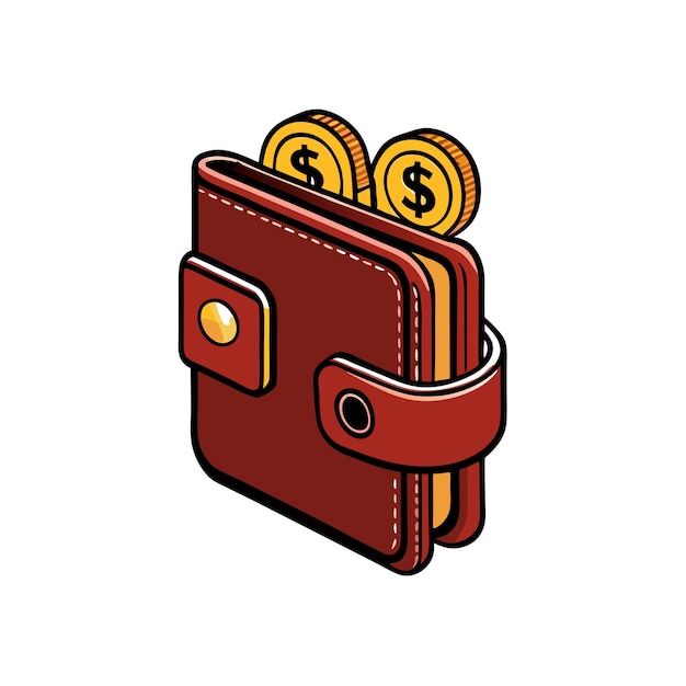 Ilustración vectorial del elemento dinero de la billetera 6