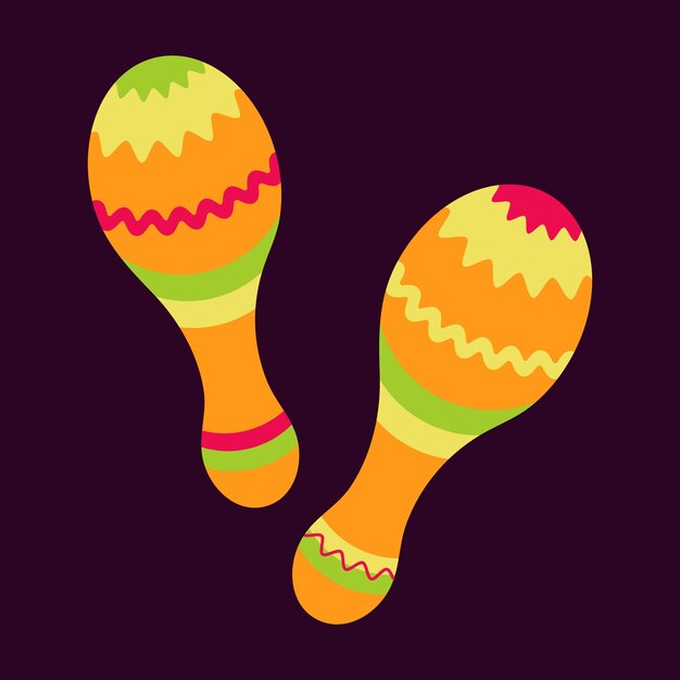 Ilustración vectorial del elemento de diseño cinco de mayo maracas en fondo púrpura