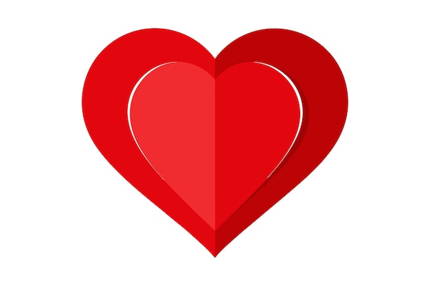Ilustración vectorial de elementos artesanales de papel de corazón rojo con fondo blanco